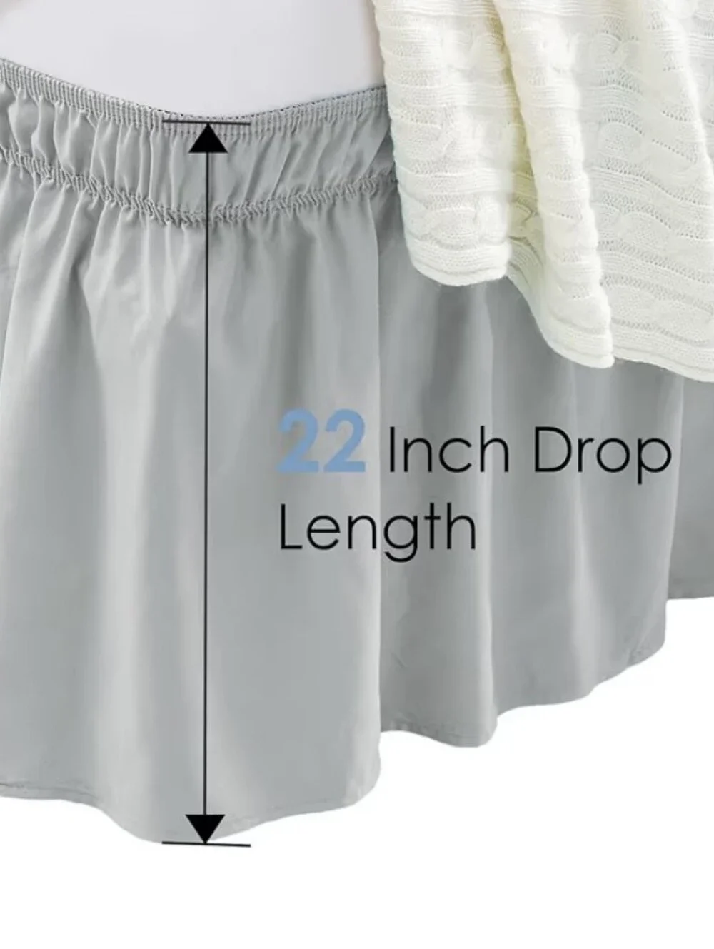 White Mattress Cover with Light Gray Bedskirt - (Brand)